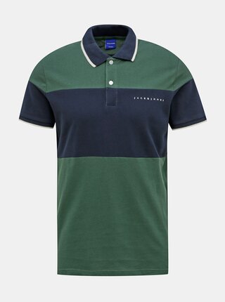 Modro-zelené polo tričko Jack & Jones Pro