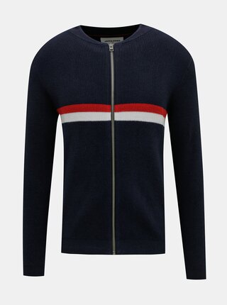 Tmavomodrý sveter na zips Jack & Jones Mountain
