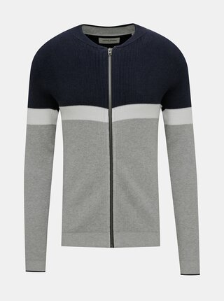 Modro-šedý svetr na zip Jack & Jones Mountain