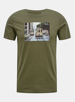 Kaki tričko Jack & Jones Barista