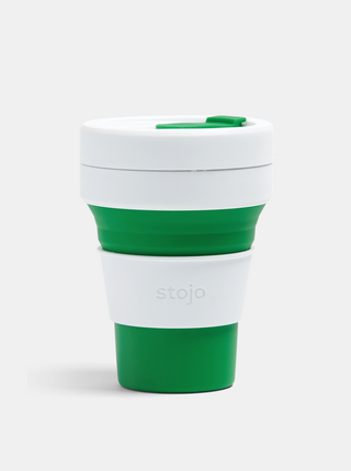 Bílo-zelený cestovní skládací hrnek Stojo Pocket 355 ml