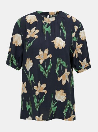 Tmavomodrá kvetovaná blúzka VERO MODA Betty