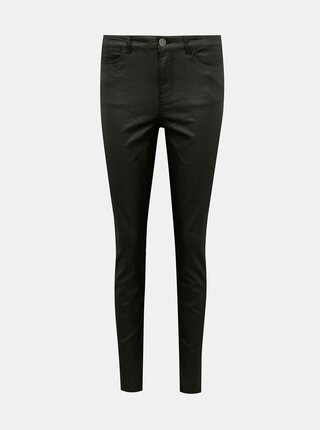 Čierne skinny fit nohavice s povrchovou úpravou JUNAROSE