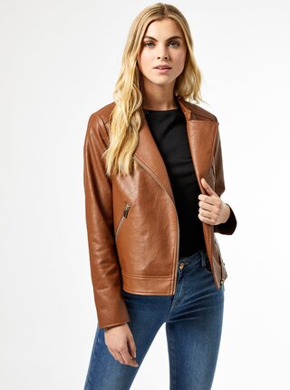 Hnědý koženkový křivák Dorothy Perkins