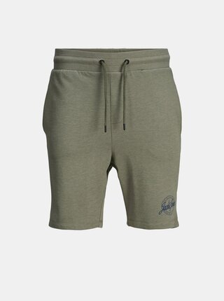 Kaki teplákové kraťasy Jack & Jones
