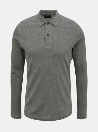 Šedé polo tričko s dlouhým rukávem Selected Homme Paris