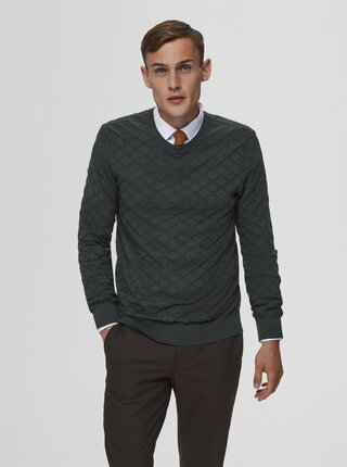 Tmavě zelený svetr Selected Homme Diamond