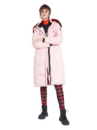Desigual pudrově růžový kabát Padded Sveta