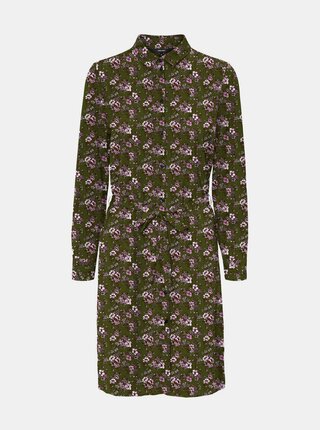 Khaki květované košilové šaty VERO MODA Saga