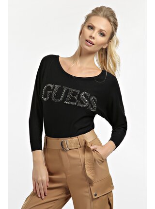 Guess černý svetr Jewel Detail Logo Sweater
