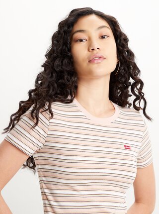 Krémovo-růžové dámské pruhované tričko Levi's®