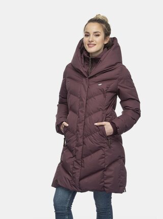 Vínový dámský prošívaný zimní kabát Ragwear