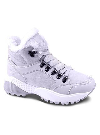 Lee Cooper šedé zimní boty s kožíškem