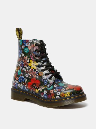 Tmavě modré dámské vzorované kožené kotníkové boty Dr. Martens