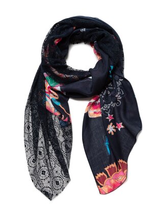 Desigual černý šátek Foul Indi Chintz Patch