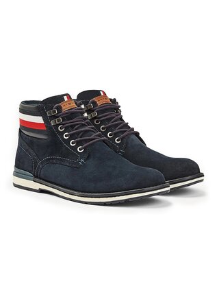 Tommy Hilfiger modré pánské kotníkové boty Outdoor Suede Hilfiger Boot Desert Sky