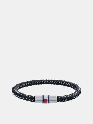 Černý pánský kožený náramek Tommy Hilfiger