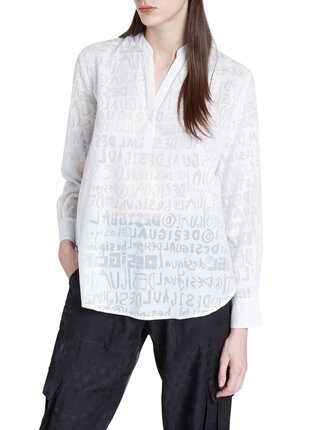 Desigual bílá košile Blus Lettering