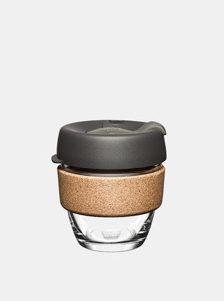 Šedý skleněný cestovní hrnek KeepCup Brew Cork Nitro small 227 ml