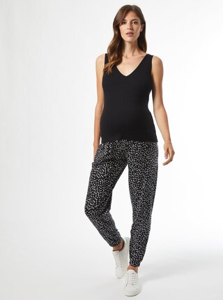 Černé vzorované těhotenské kalhoty Dorothy Perkins Maternity