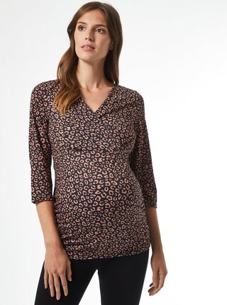 Hnědé vzorované těhotenské tričko Dorothy Perkins Maternity