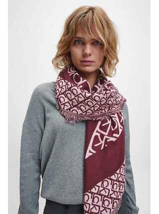 Calvin Klein vínovo-pudrová šála Scarf J