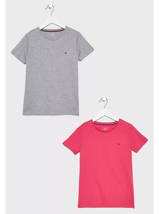 Tommy Hilfiger šedo-růžový 2pack triček Radiant Carmine/Gray Heather