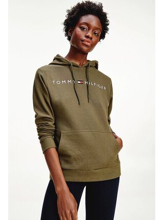 Tommy Hilfiger khaki mikina OH Hoodie RIB s kapucí