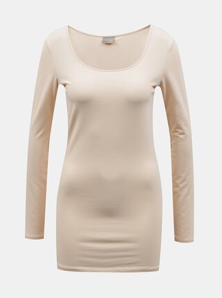 Krémové dlouhé basic tričko VERO MODA