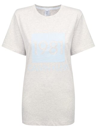 Calvin Klein šedé dámské tričko S/S Crew Neck s logem 1981