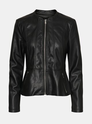 Černá koženková bunda VERO MODA Butteralba