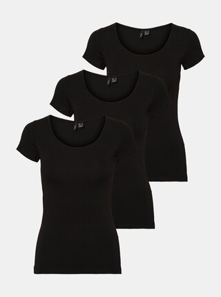 Sada tří černých basic triček VERO MODA