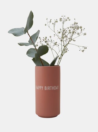 Starorůžová váza Design Letters Happy Birthday