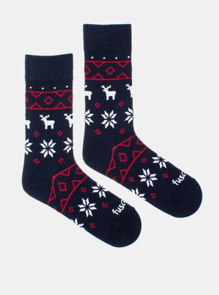 Tmavě modré vzorované ponožky Fusakle Zimník