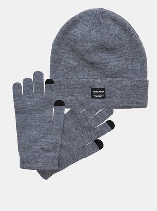 Sada čepice a rukavic v šedé barvě Jack & Jones