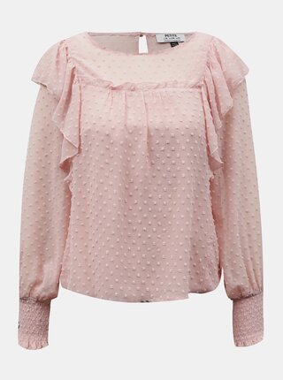 Růžová halenka s volány Dorothy Perkins Petite