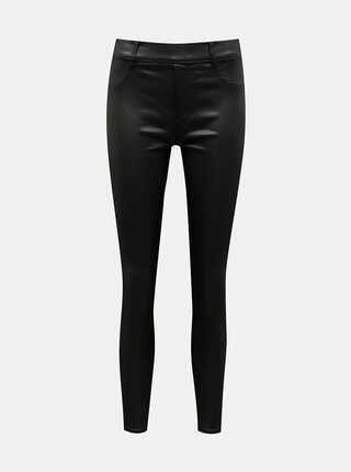 Černé koženkové skinny fit kalhoty Dorothy Perkins