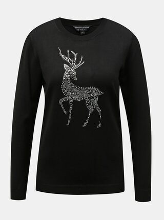 Černý svetr s vánočním motivem Dorothy Perkins