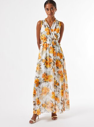 Krémové květované maxišaty Dorothy Perkins Petite