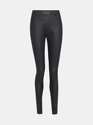 Čierne koženkové skinny fit nohavice Dorothy Perkins Tall