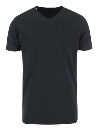 Černé tričko s véčkovým výstřihem Selected Homme Pima