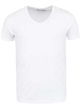 Bílé basic tričko s véčkovým výstřihem Jack & Jones Basic