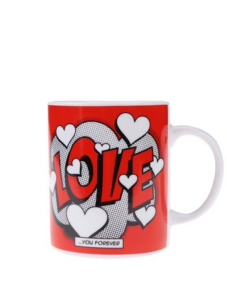 Červený porcelánový hrnek s potiskem Gift Republic Love