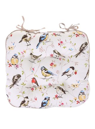 Krémový sedák na židli s ptáčky Cooksmart Dawn Chorus