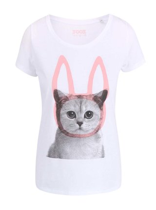 Bílé dámské tričko ZOOT Originál Bunny-Cat