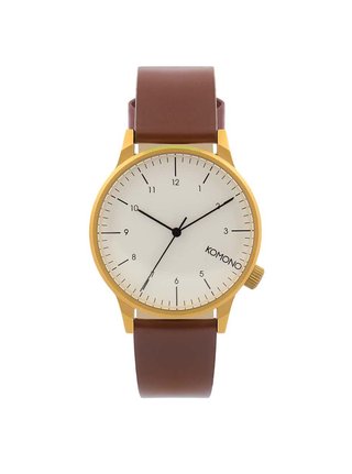 Unisex hodinky s hnědým koženým páskem Komono Winston Regal