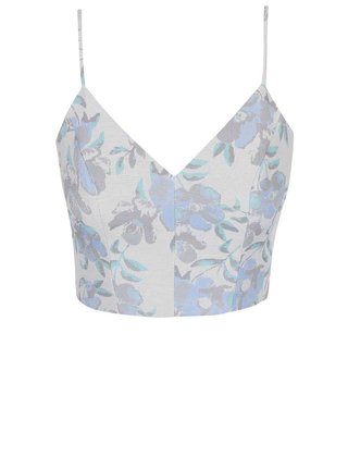 Světle modrý květovaný crop top Miss Selfridge