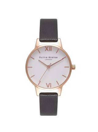 Hodinky s černým koženým páskem Olivia Burton