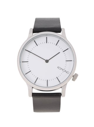 Unisex hodinky s černým koženým páskem Komono Winston Regal