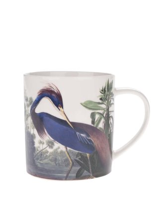 Zeleno-krémový porcelánový hrnek s potiskem Magpie Birds